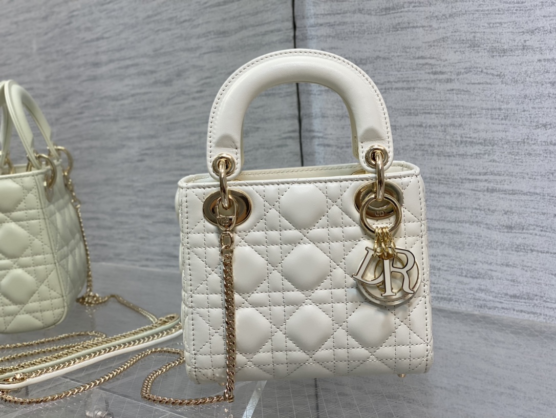 Mini Lady Dior Bag Latte Cannage Lambskin